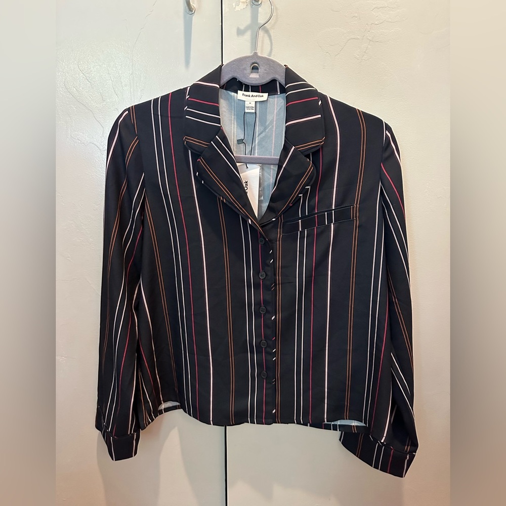 Black Striped Blouse from Frank And Oak. Size M